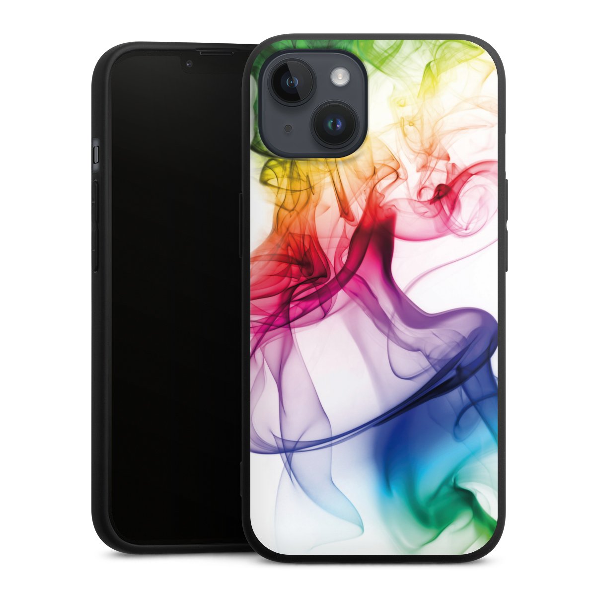 iPhone 14 Plus Handy Premium Silikon Hülle Handyhülle schwarz Case Water Colour Rainbow Silikon Premium Case