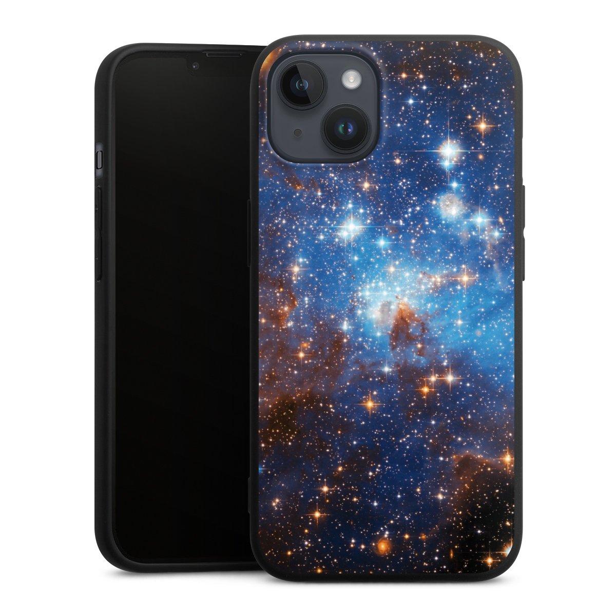 iPhone 14 Plus Handy Premium Silikon Hülle Handyhülle schwarz Case Star Weltall Galaxy Silikon Premium Case