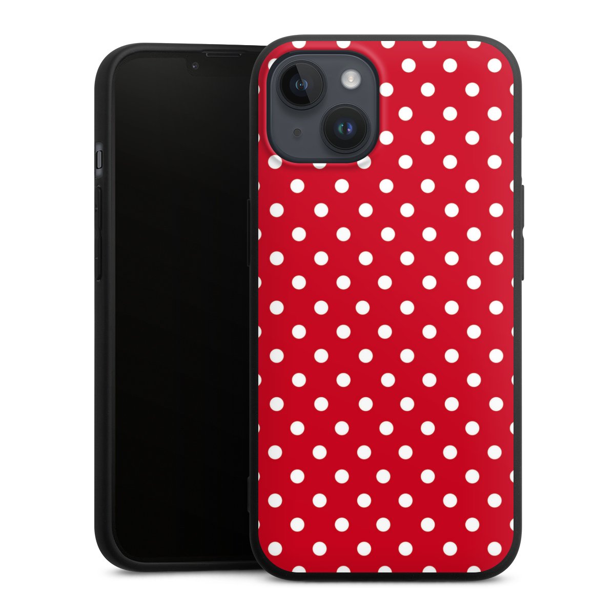 iPhone 14 Plus Handy Premium Silikon Hülle Handyhülle schwarz Case Points Polka Dots Retro Silikon Premium Case