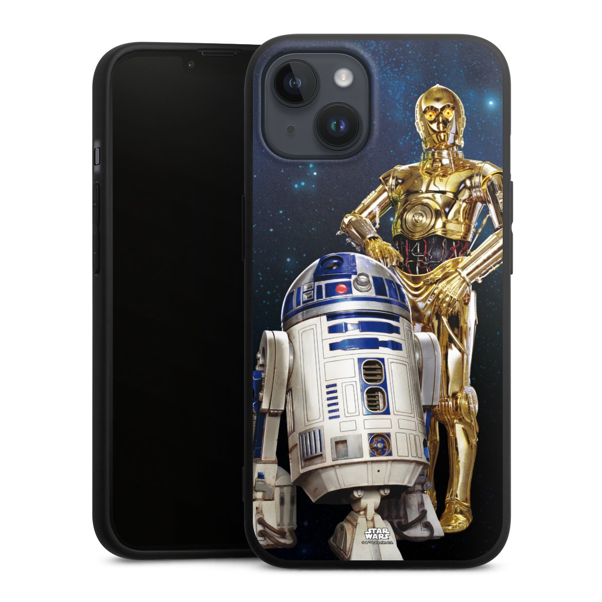 iPhone 14 Plus Handy Premium Silikon Hülle Handyhülle schwarz Case Weltall Star Wars R2d2 Silikon Premium Case