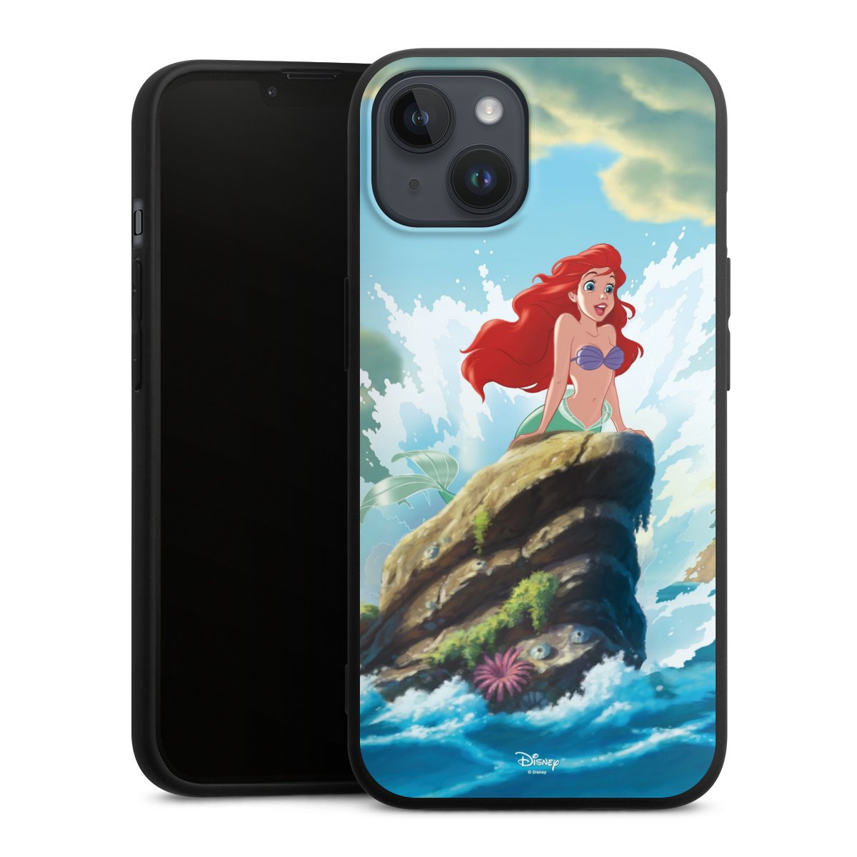 iPhone 14 Plus Handy Premium Silikon Hülle Handyhülle schwarz Case Mermaid Arielle Die Meerjungfrau Official Licensed Product Silikon Premium Case