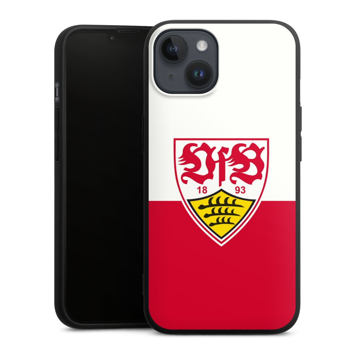 iPhone 14 Plus Handy Premium Silikon Hülle Handyhülle schwarz Case Official Licensed Product Logo Vfb Stuttgart Silikon Premium Case