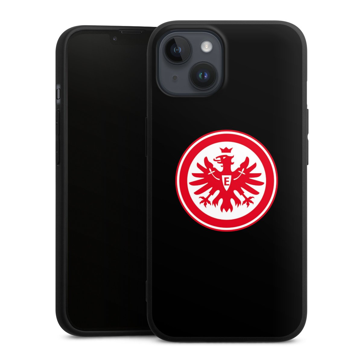 iPhone 14 Plus Handy Premium Silikon Hülle Handyhülle schwarz Case Eintracht Frankfurt Sge Eagle Silikon Premium Case