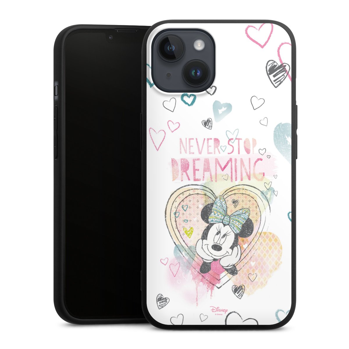 iPhone 14 Plus Handy Premium Silikon Hülle Handyhülle schwarz Case Disney Official Licensed Product Minnie Mouse Silikon Premium Case