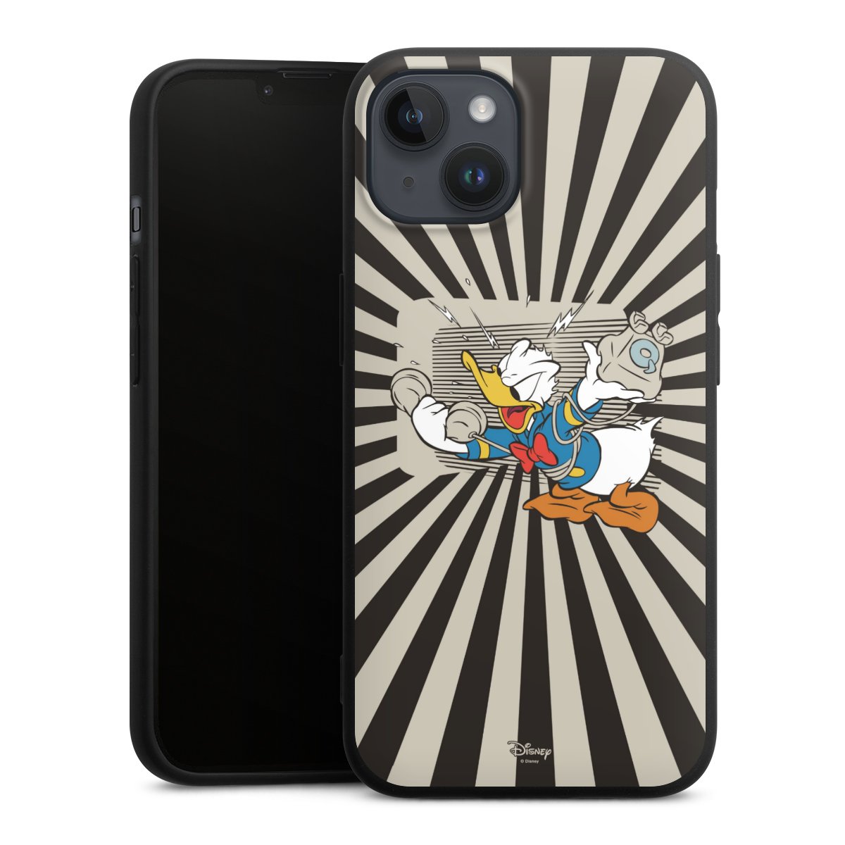 iPhone 14 Plus Handy Premium Silikon Hülle Handyhülle schwarz Case Donald Duck Disney Official Licensed Product Silikon Premium Case