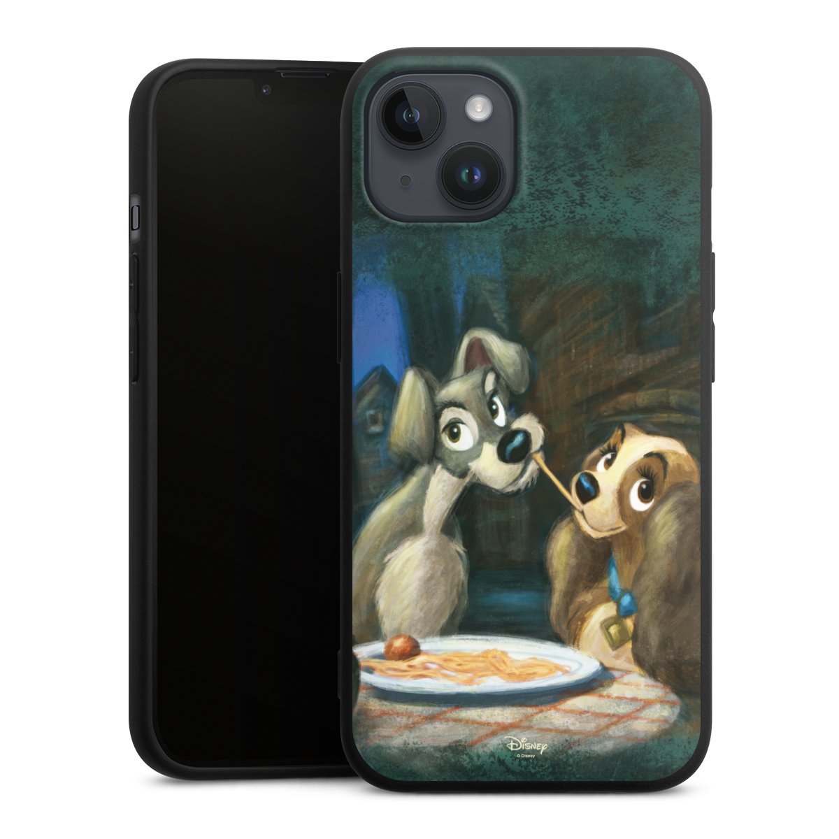 iPhone 14 Plus Handy Premium Silikon Hülle Handyhülle schwarz Case Lady And The Tramp Official Licensed Product Disney Silikon Premium Case