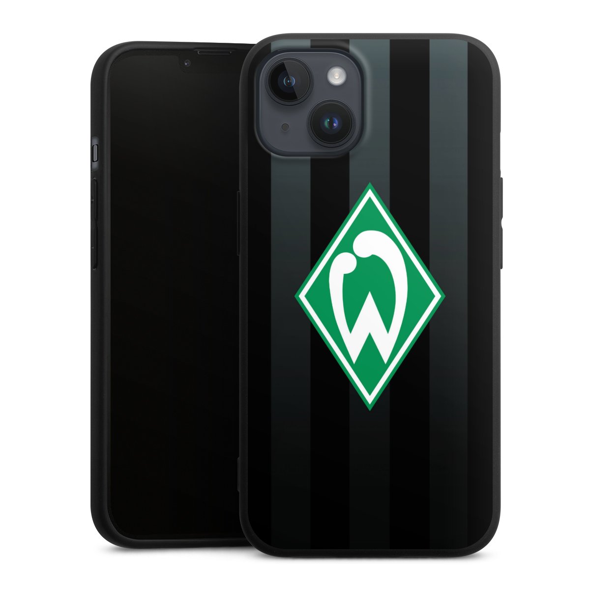 iPhone 14 Plus Handy Premium Silikon Hülle Handyhülle schwarz Case Stripes Sv Werder Bremen Official Licensed Product Silikon Premium Case