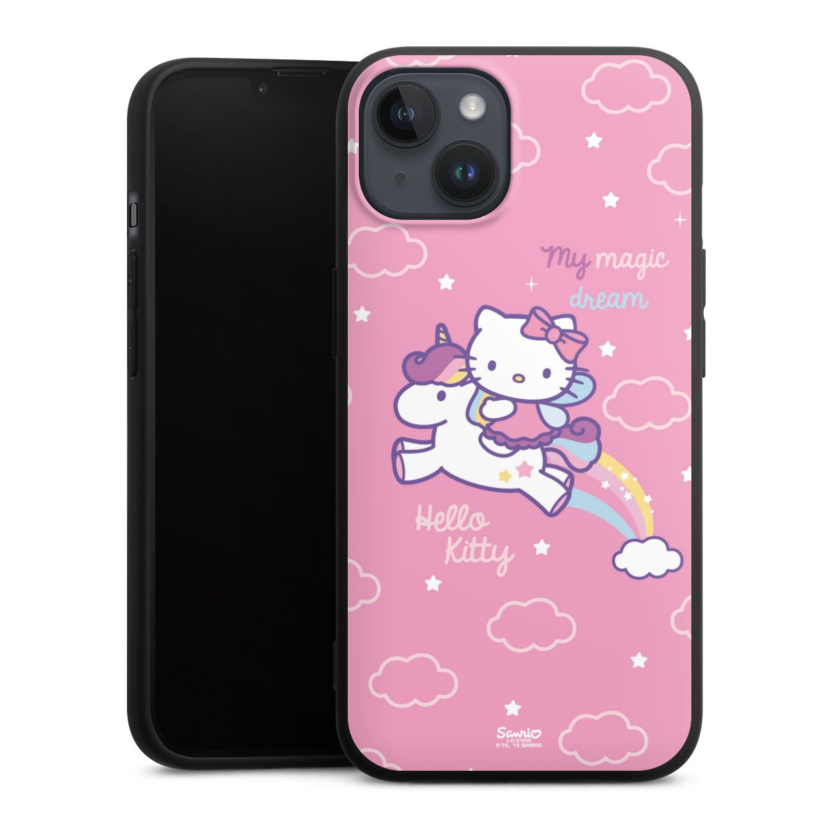 iPhone 14 Plus Handy Premium Silikon Hülle Handyhülle schwarz Case Einhorn Official Licensed Product Hello Kitty Silikon Premium Case