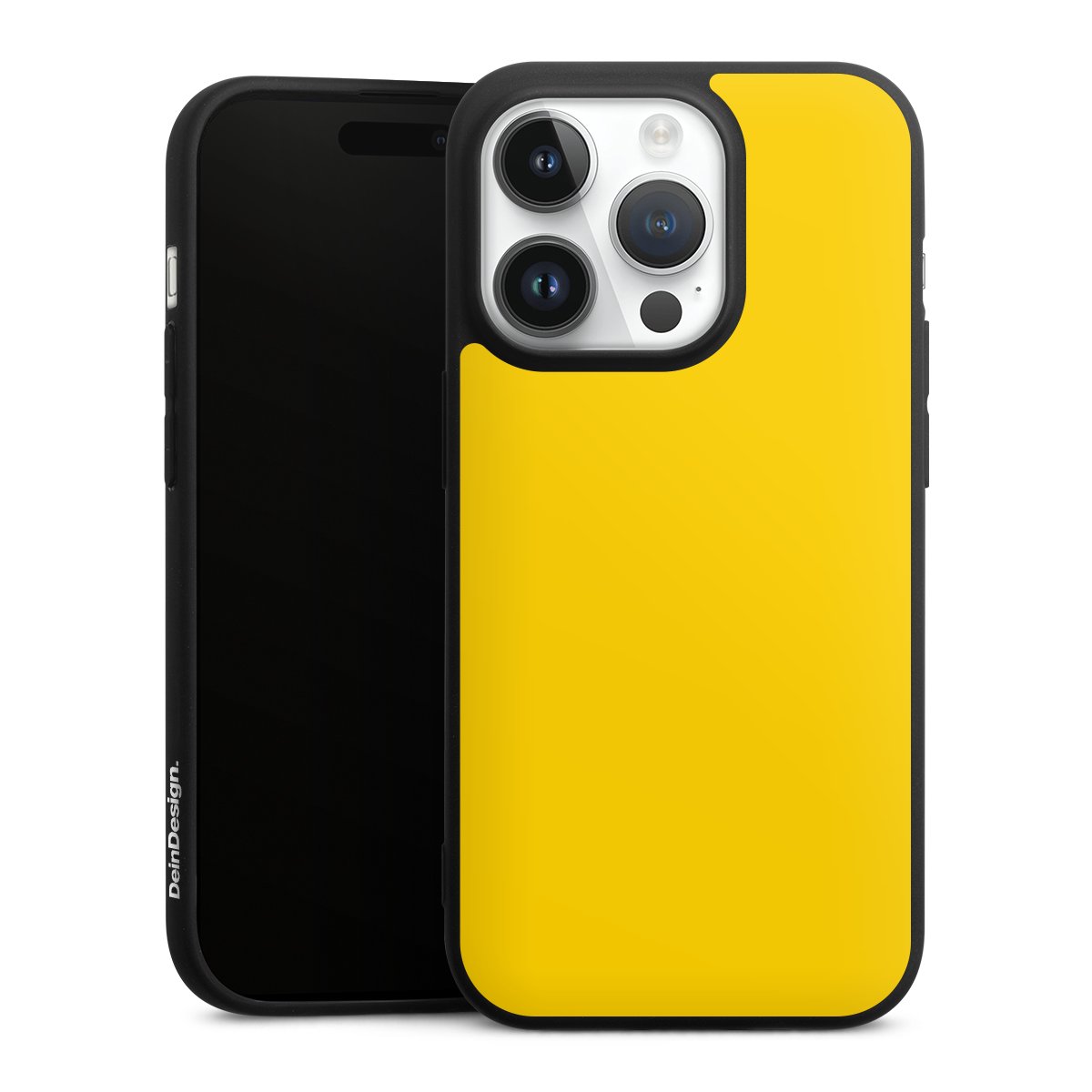 iPhone 14 Pro Handy Premium Silikon Hülle Handyhülle schwarz Case Yellow Unicoloured Colour Silikon Premium Case