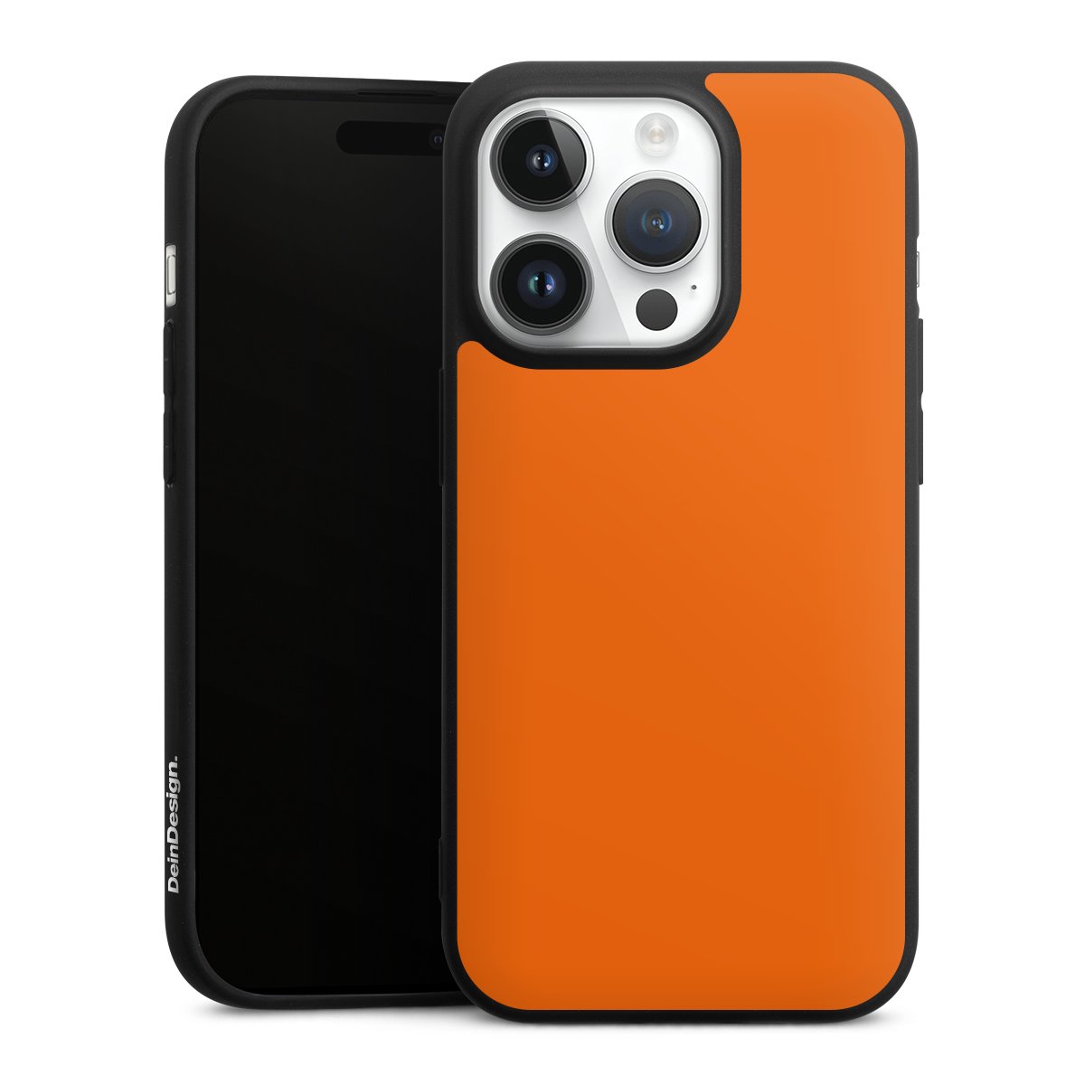 iPhone 14 Pro Handy Premium Silikon Hülle Handyhülle schwarz Case Orange Colour Unicoloured Silikon Premium Case