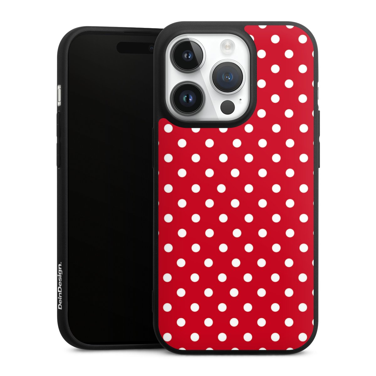 iPhone 14 Pro Handy Premium Silikon Hülle Handyhülle schwarz Case Points Polka Dots Retro Silikon Premium Case