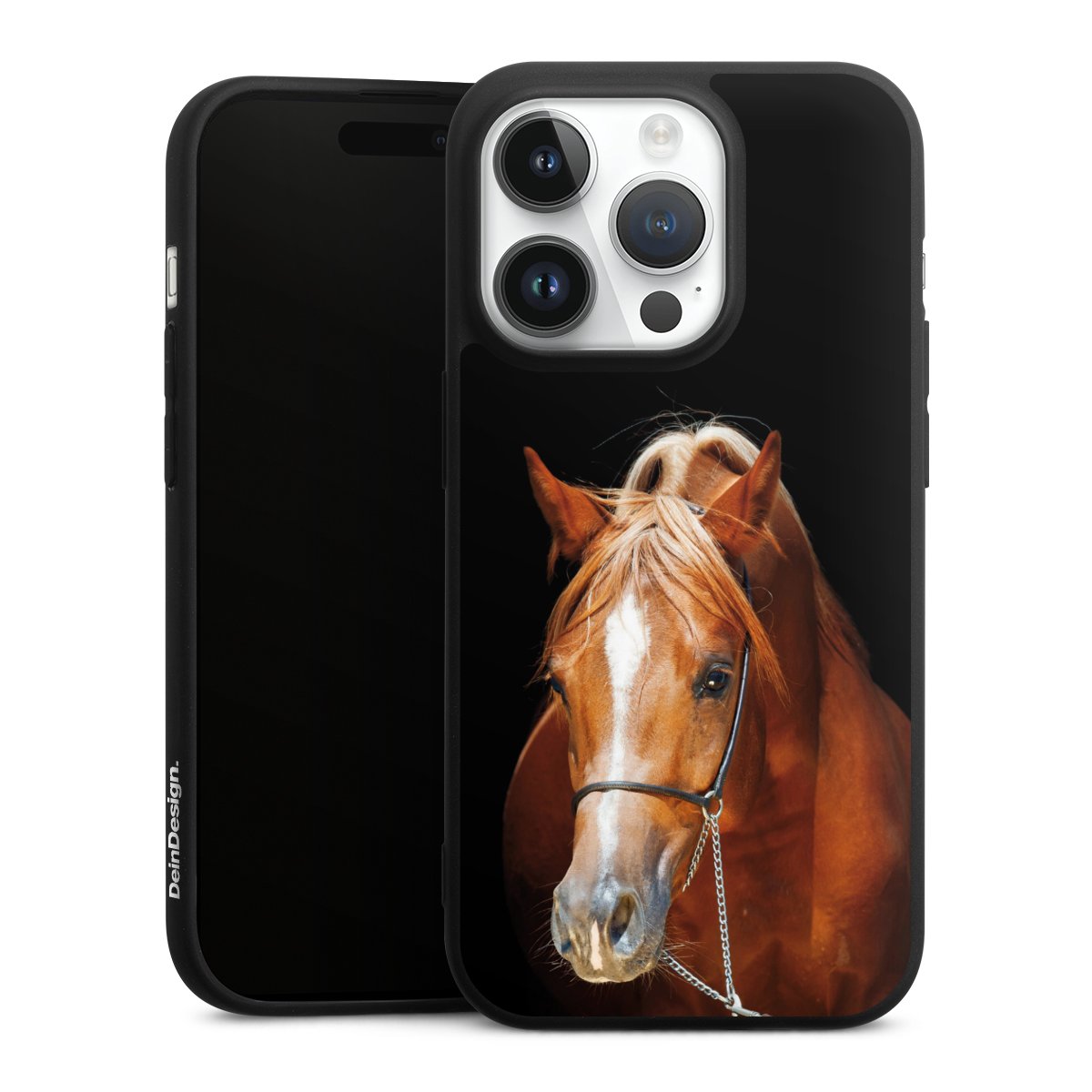 iPhone 14 Pro Handy Premium Silikon Hülle Handyhülle schwarz Case Mare Horse Hobby Silikon Premium Case