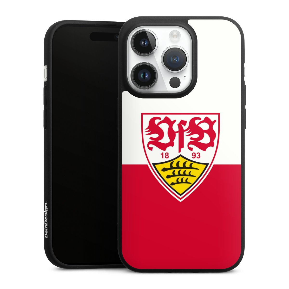 iPhone 14 Pro Handy Premium Silikon Hülle Handyhülle schwarz Case Official Licensed Product Logo Vfb Stuttgart Silikon Premium Case