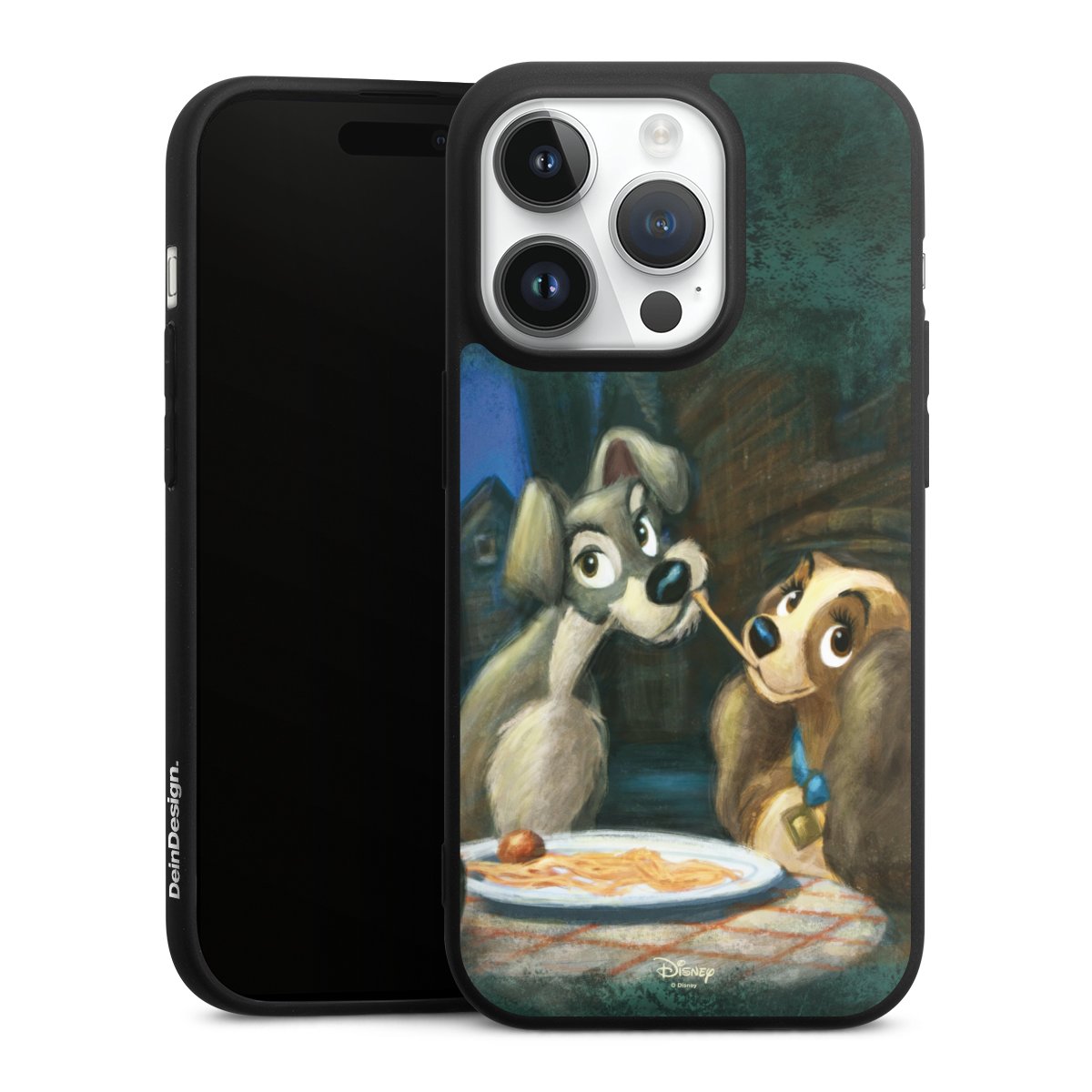 iPhone 14 Pro Handy Premium Silikon Hülle Handyhülle schwarz Case Lady And The Tramp Official Licensed Product Disney Silikon Premium Case