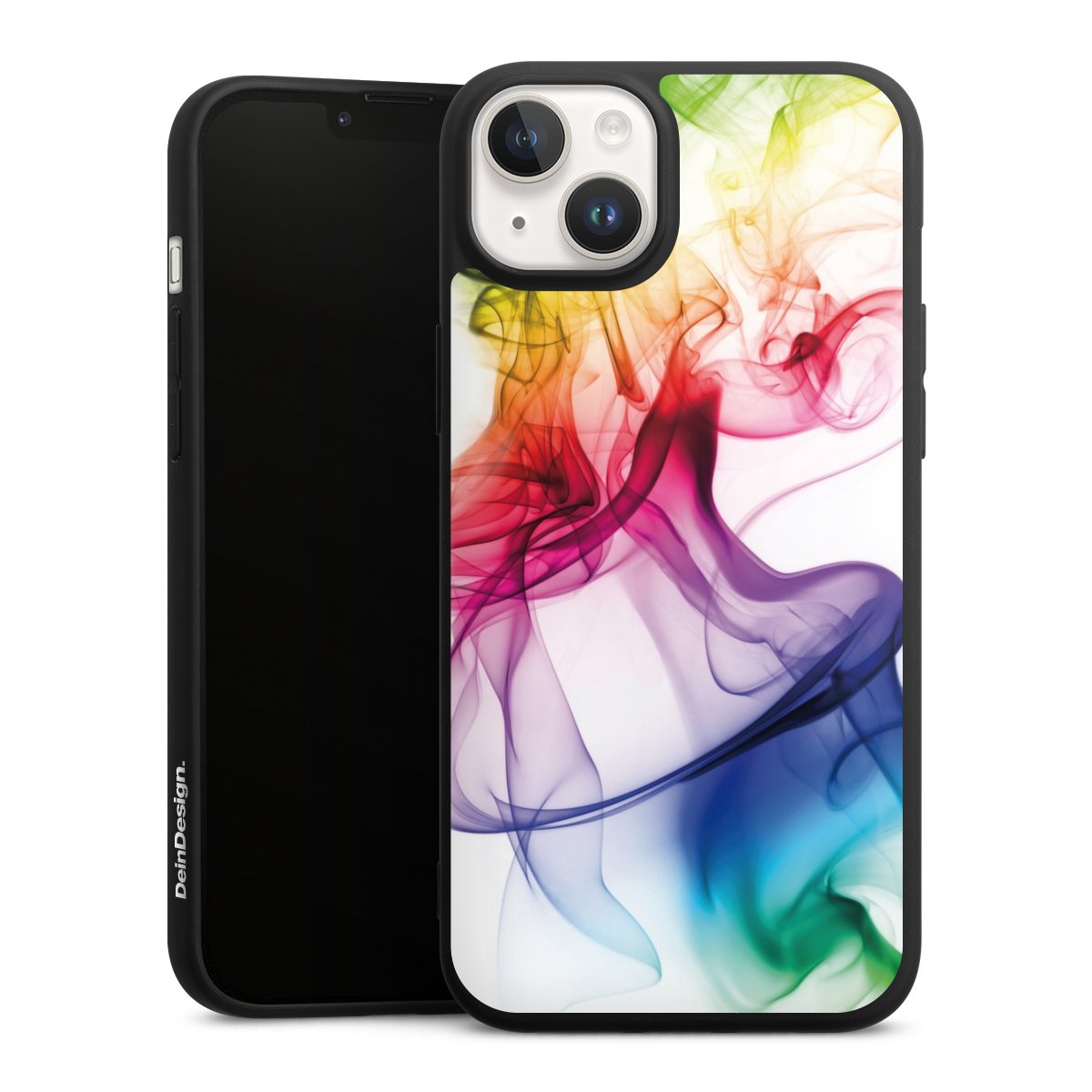 iPhone 14 Handy Premium Silikon Hülle Handyhülle schwarz Case Water Colour Rainbow Silikon Premium Case