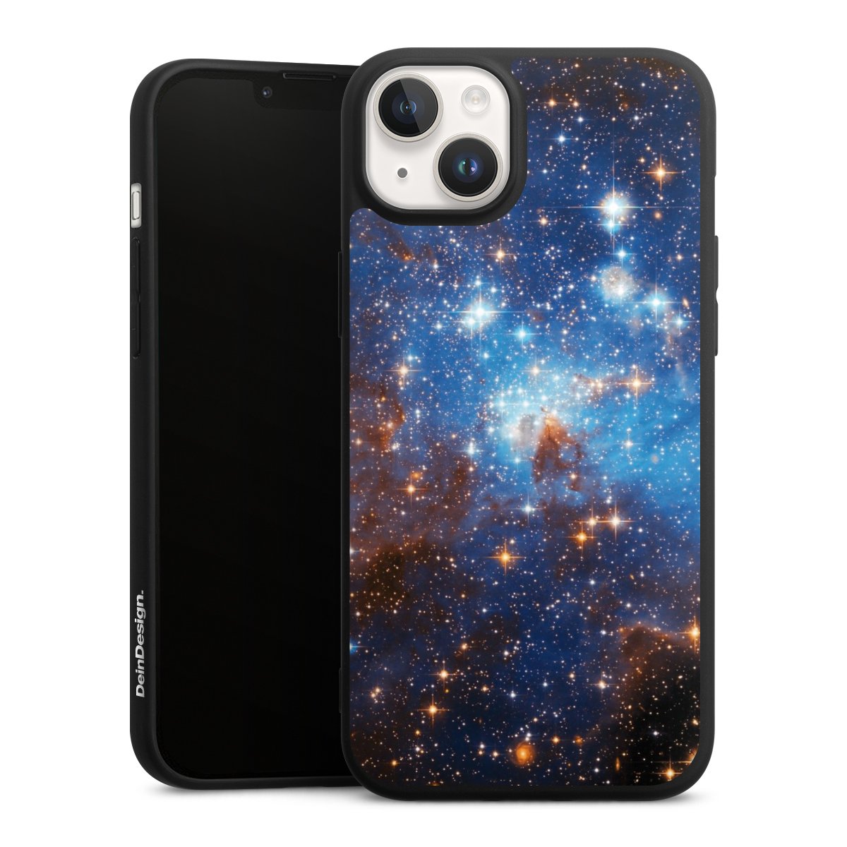 iPhone 14 Handy Premium Silikon Hülle Handyhülle schwarz Case Star Weltall Galaxy Silikon Premium Case