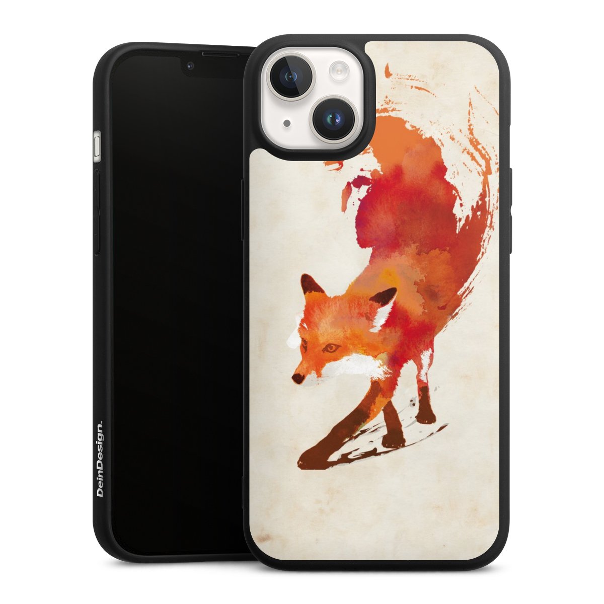 iPhone 14 Handy Premium Silikon Hülle Handyhülle schwarz Case Fox Graphic Silikon Premium Case