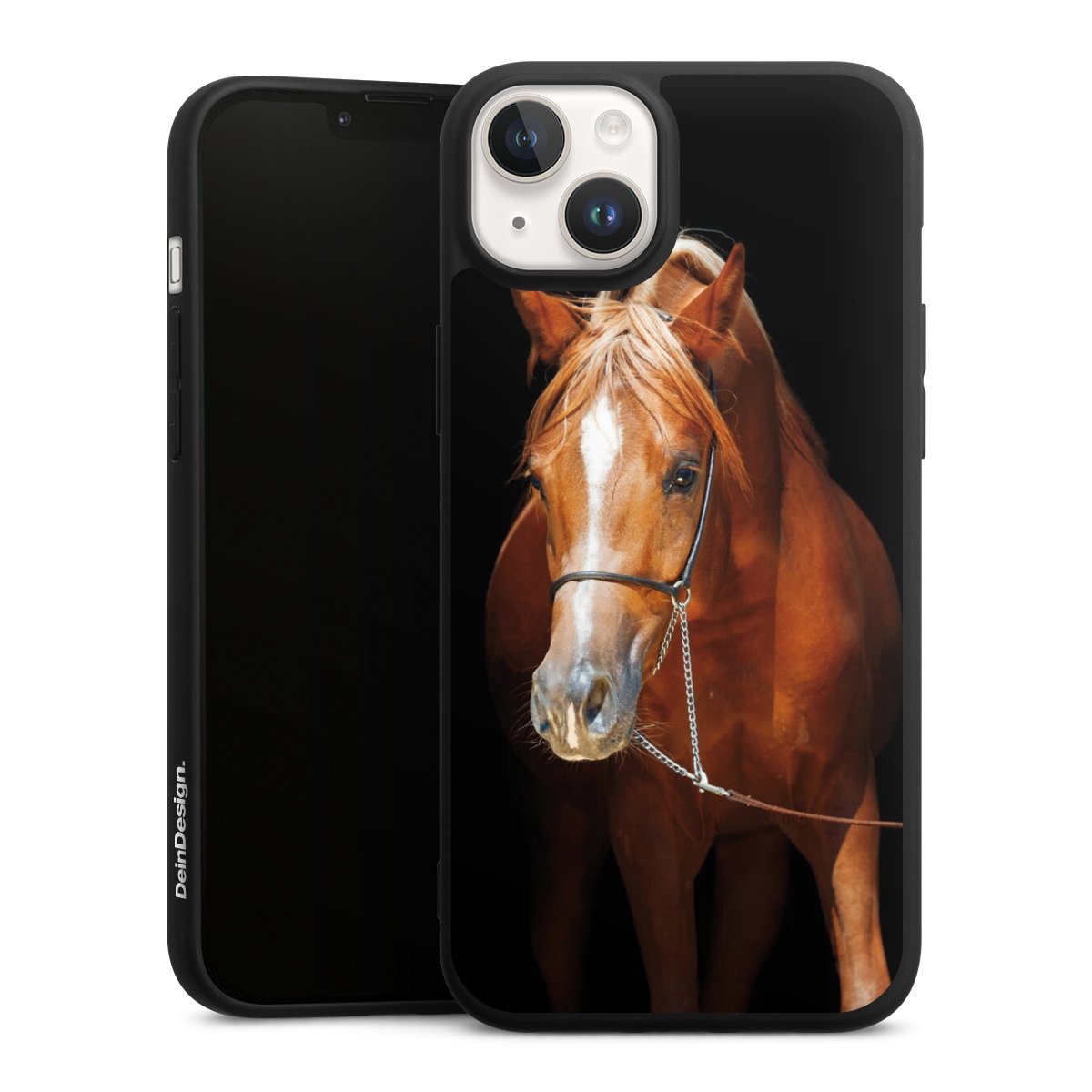 iPhone 14 Handy Premium Silikon Hülle Handyhülle schwarz Case Mare Horse Hobby Silikon Premium Case