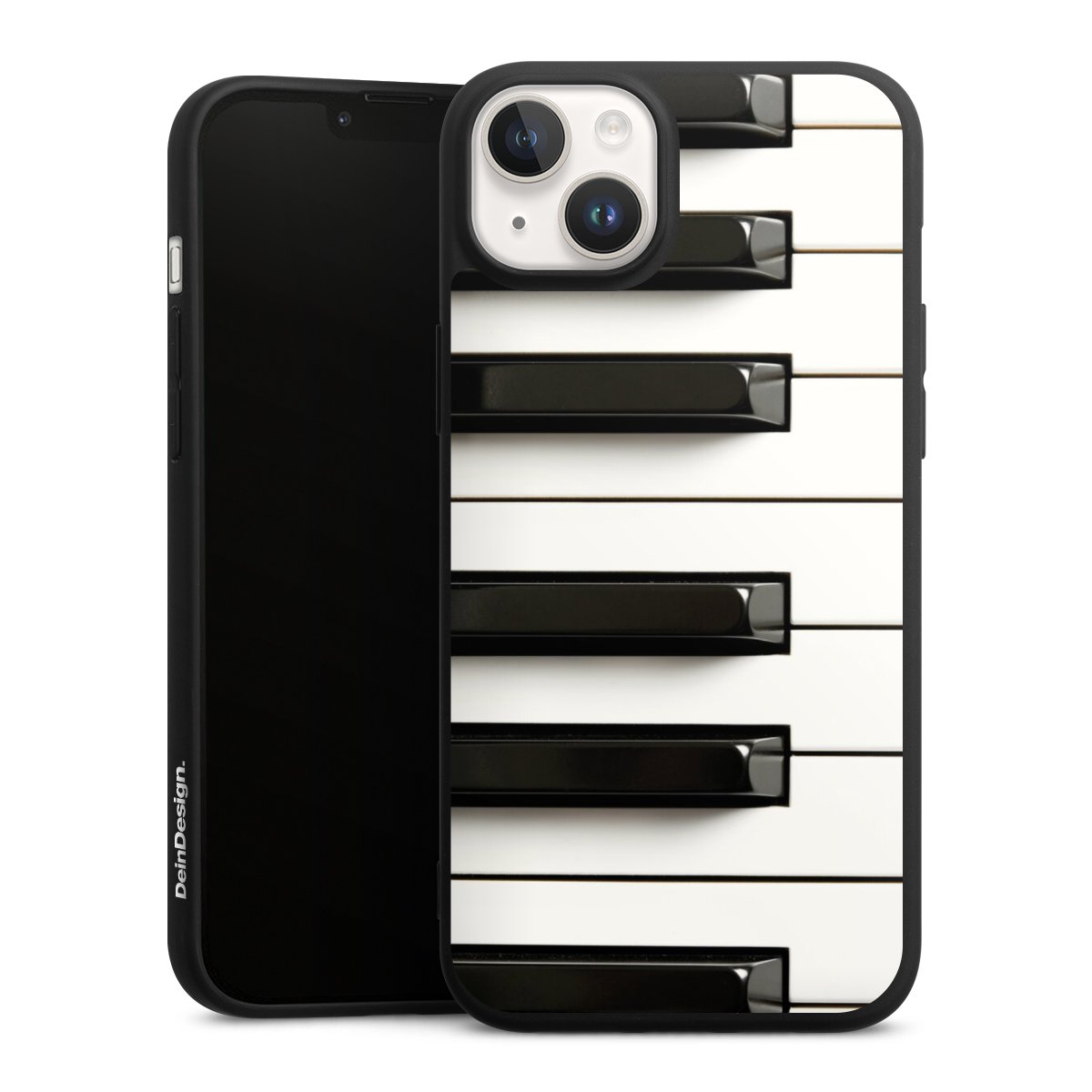 iPhone 14 Handy Premium Silikon Hülle Handyhülle schwarz Case Klavier Piano Music Silikon Premium Case