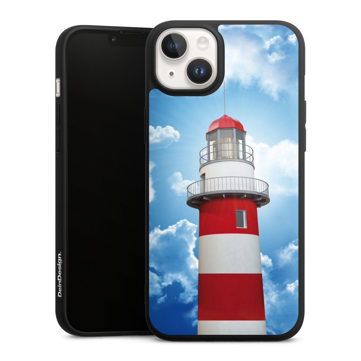 iPhone 14 Handy Premium Silikon Hülle Handyhülle schwarz Case Lighthouse Sky Cloud Silikon Premium Case