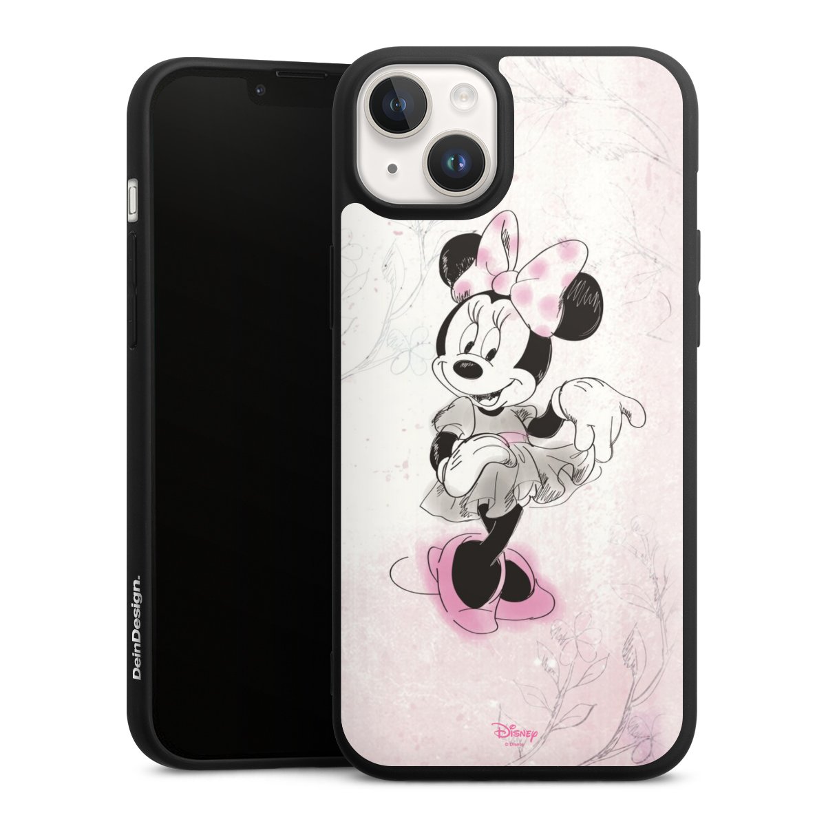 iPhone 14 Handy Premium Silikon Hülle Handyhülle schwarz Case Disney Minnie Mouse Vintage Silikon Premium Case