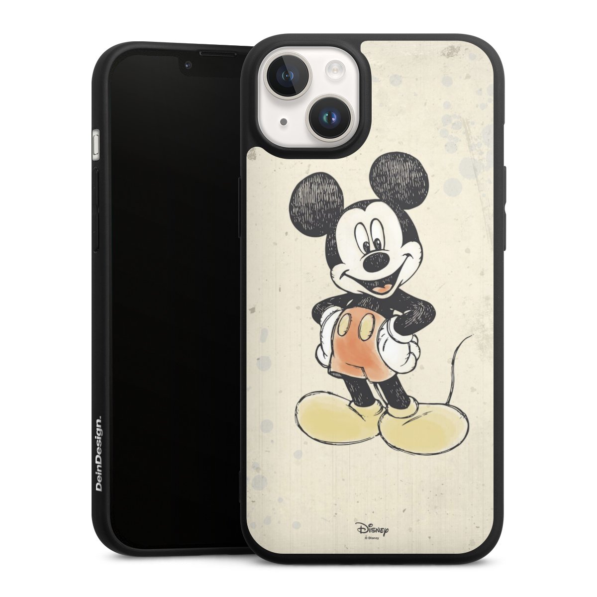 iPhone 14 Handy Premium Silikon Hülle Handyhülle schwarz Case Water Colour Mickey & Minnie Mouse Official Licensed Product Silikon Premium Case