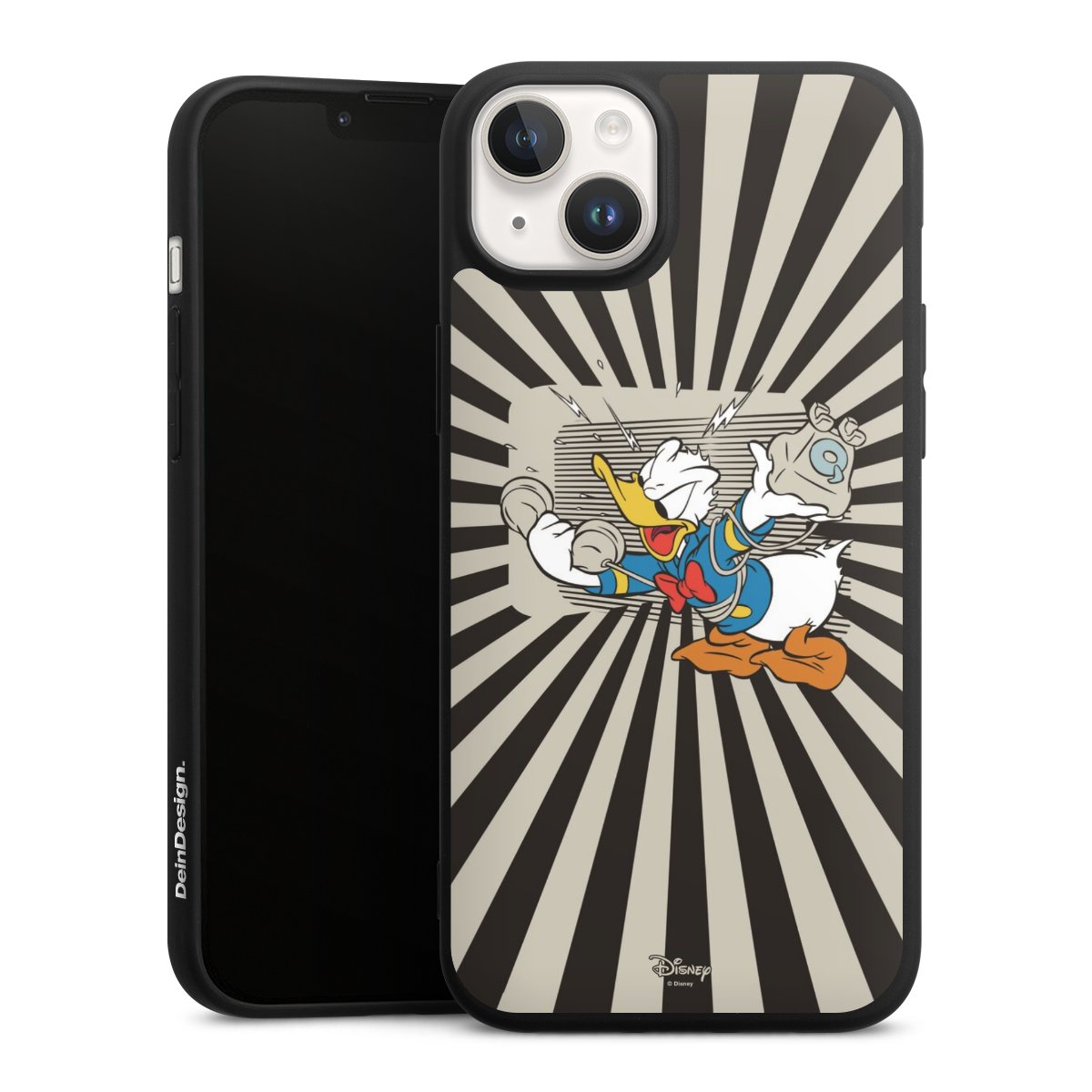 iPhone 14 Handy Premium Silikon Hülle Handyhülle schwarz Case Donald Duck Disney Official Licensed Product Silikon Premium Case