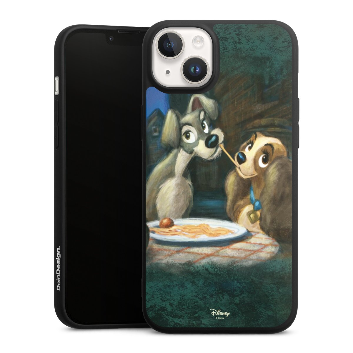 iPhone 14 Handy Premium Silikon Hülle Handyhülle schwarz Case Lady And The Tramp Official Licensed Product Disney Silikon Premium Case