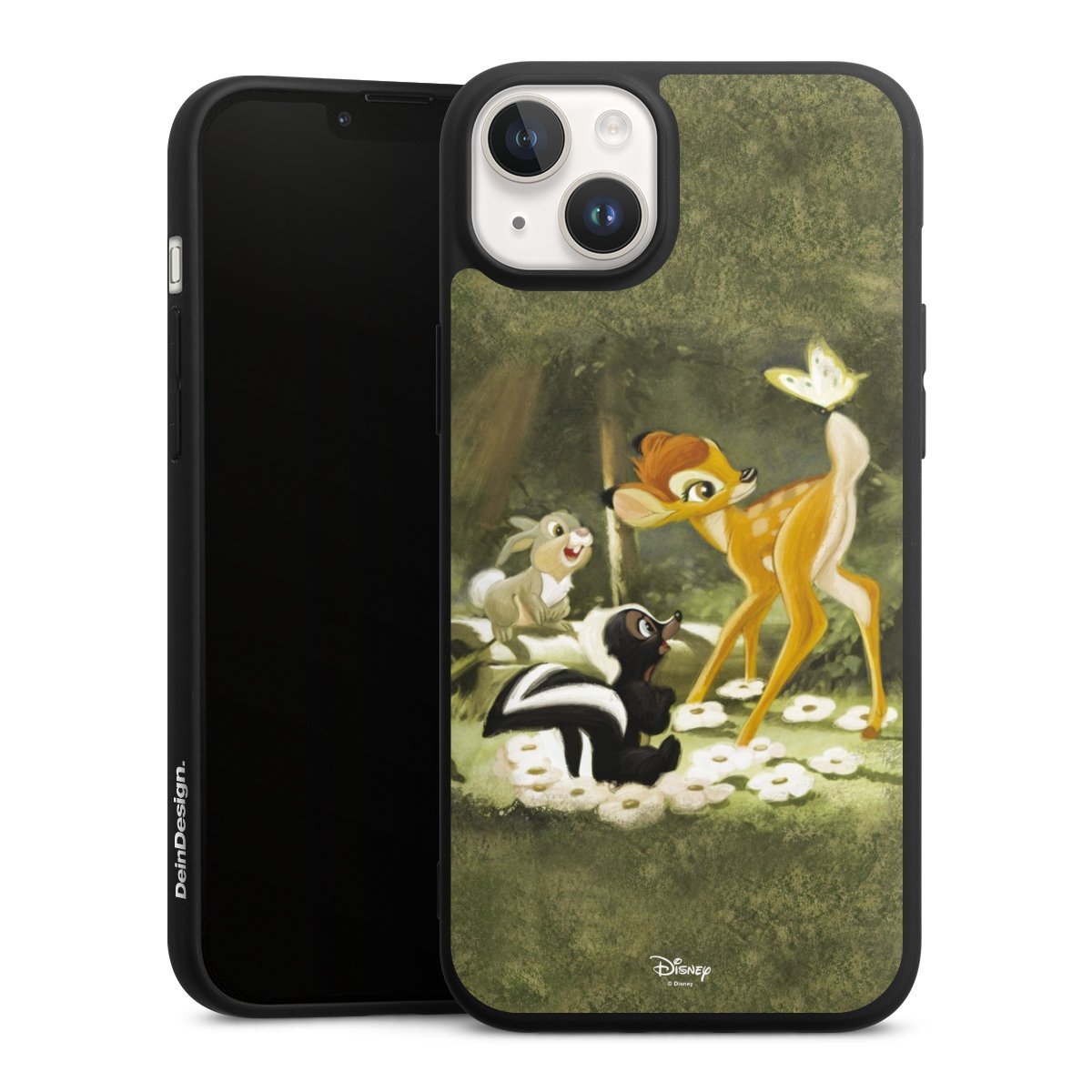 iPhone 14 Handy Premium Silikon Hülle Handyhülle schwarz Case Disney Official Licensed Product Bambi Silikon Premium Case