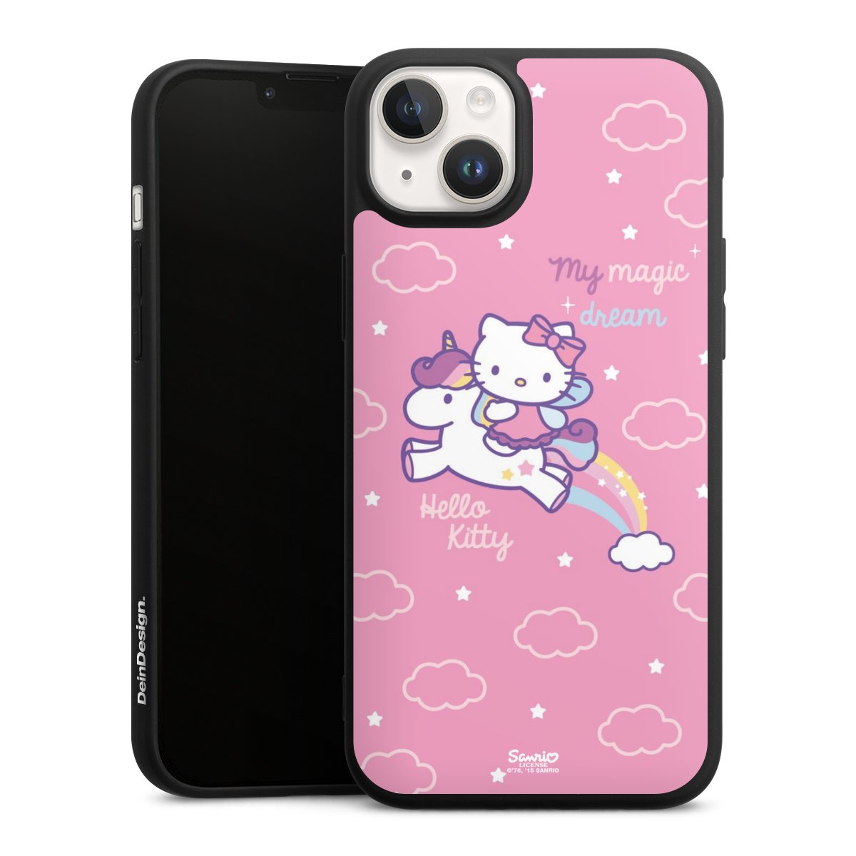 iPhone 14 Handy Premium Silikon Hülle Handyhülle schwarz Case Einhorn Official Licensed Product Hello Kitty Silikon Premium Case