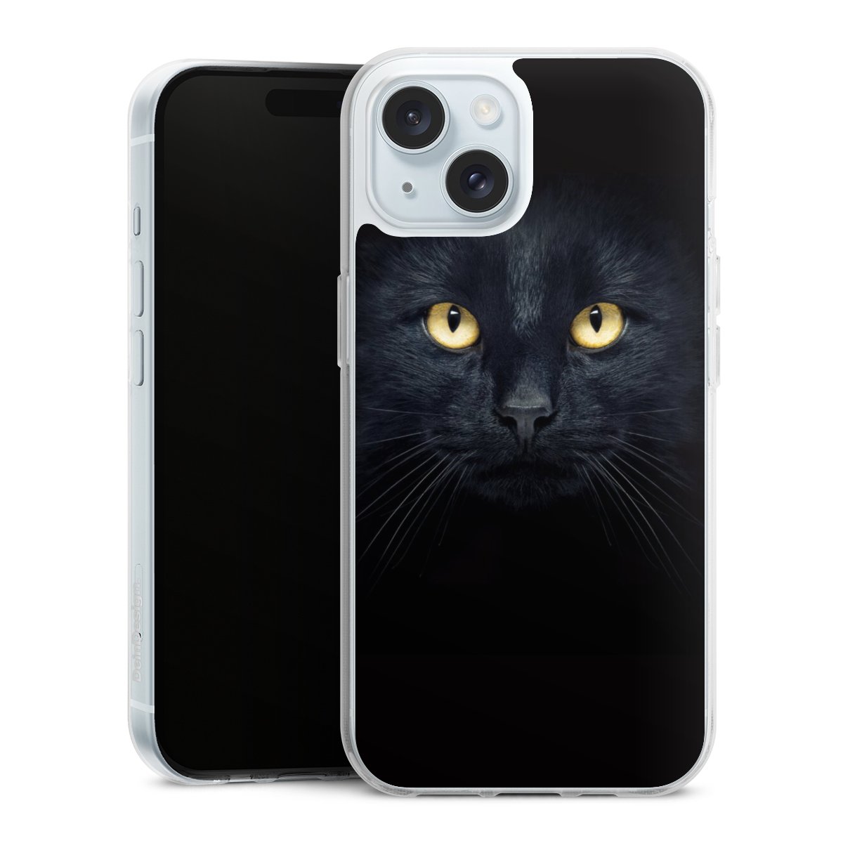 iPhone 15 Handy Silikon Hülle Case transparent Handyhülle Eye Cat Black Silikon Case