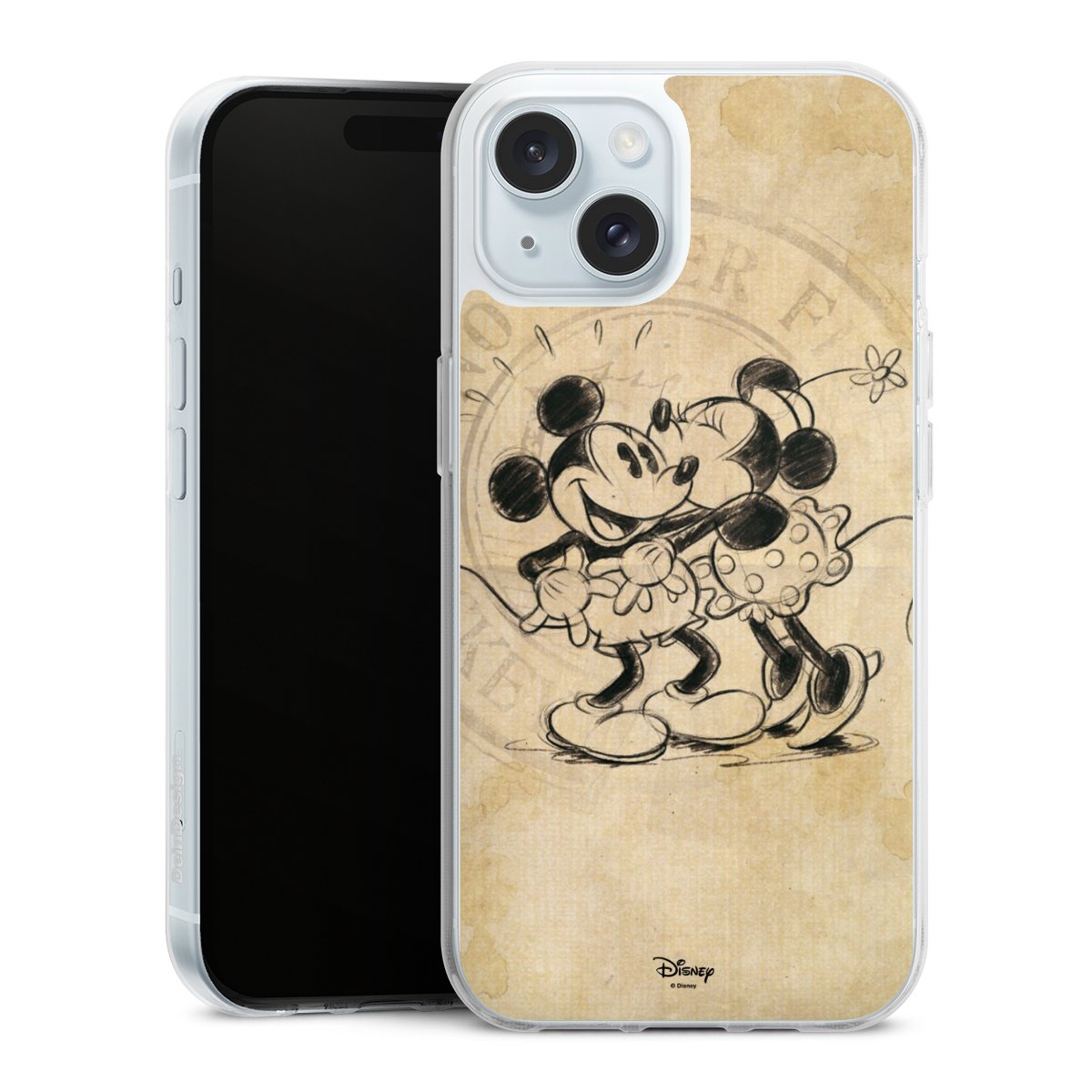 iPhone 15 Handy Silikon Hülle Case transparent Handyhülle Mickey Mouse Vintage Minnie Mouse Silikon Case