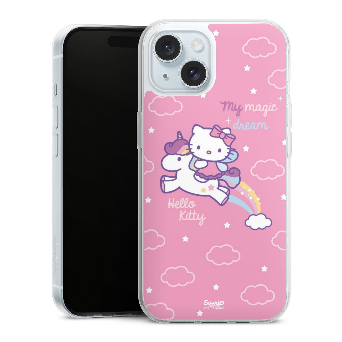 iPhone 15 Handy Silikon Hülle Case transparent Handyhülle Einhorn Official Licensed Product Hello Kitty Silikon Case