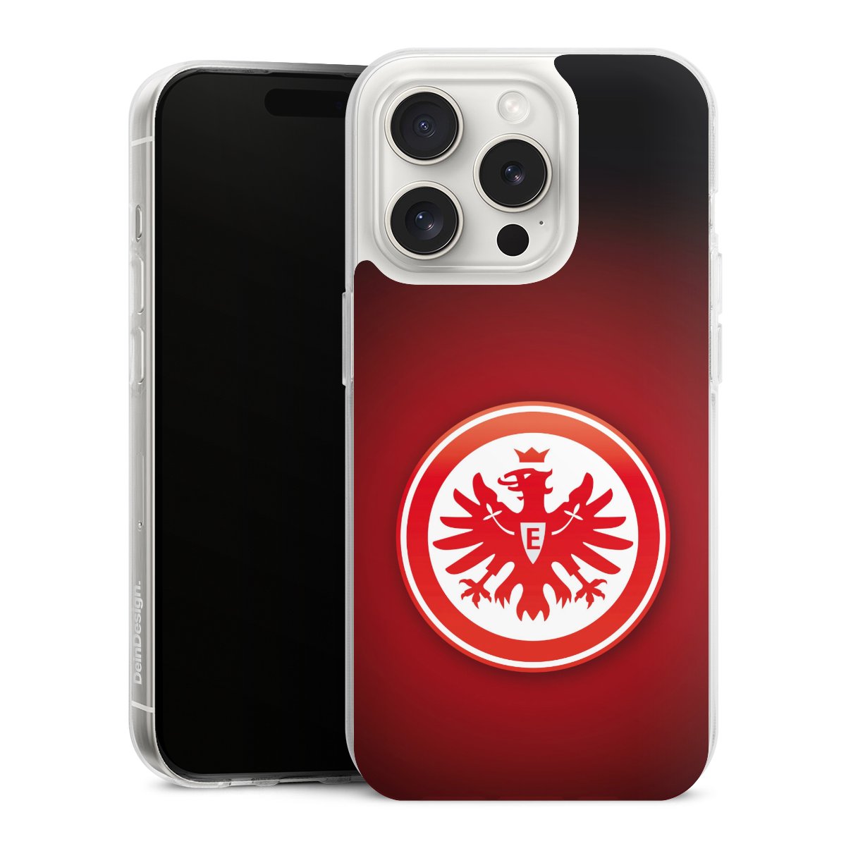 iPhone 15 Pro Handy Silikon Hülle Case transparent Handyhülle Eintracht Frankfurt Official Licensed Product Coat Of Arms Silikon Case