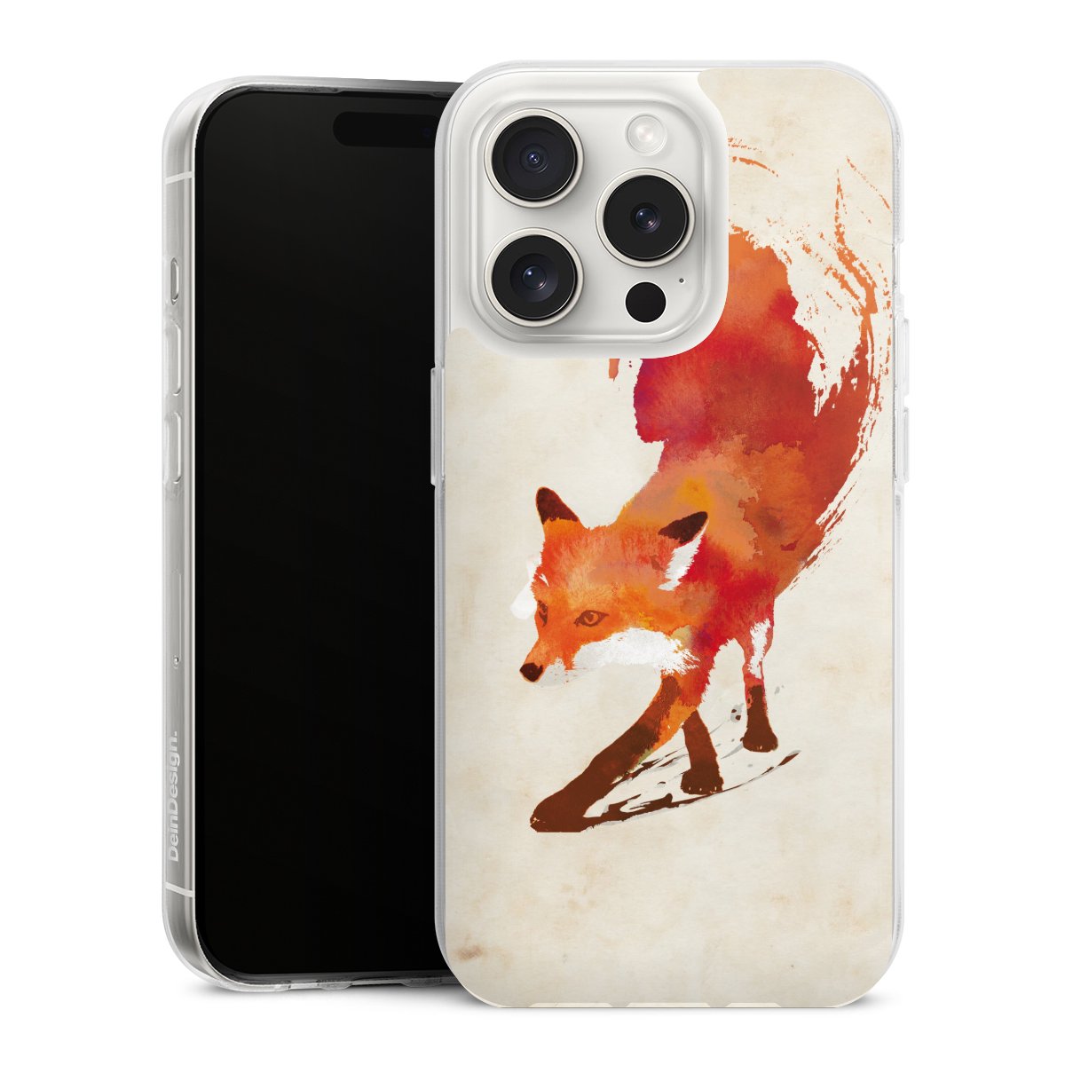 iPhone 15 Pro Handy Silikon Hülle Case transparent Handyhülle Fox Graphic Silikon Case