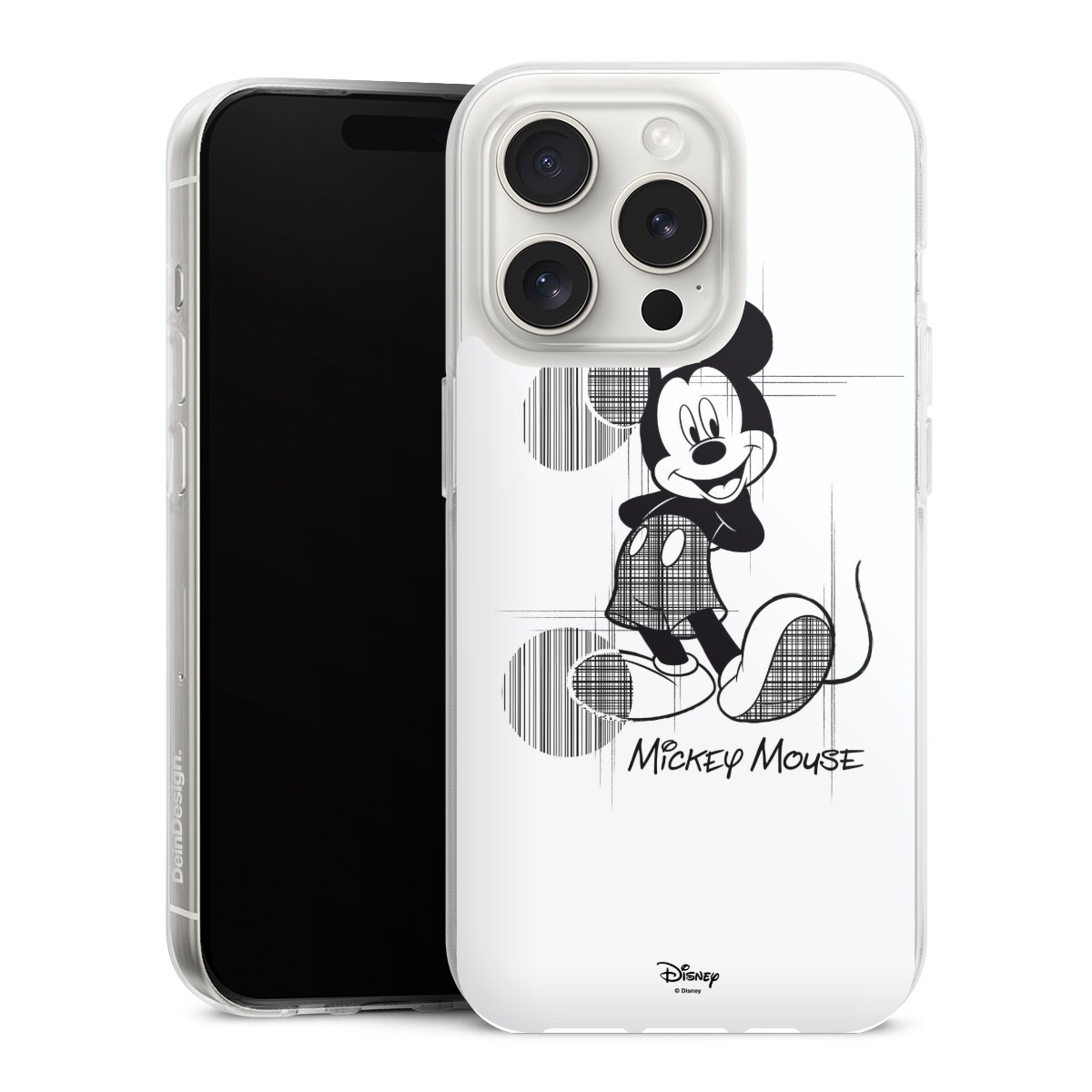 iPhone 15 Pro Handy Silikon Hülle Case transparent Handyhülle Disney Official Licensed Product Mickey Mouse Silikon Case