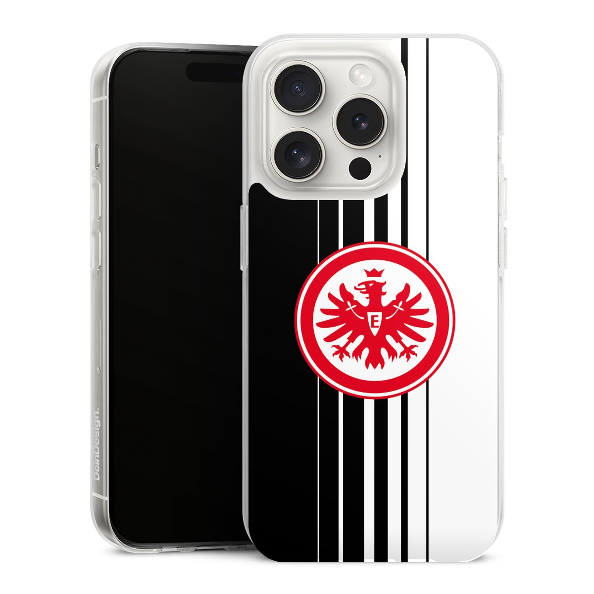 iPhone 15 Pro Handy Silikon Hülle Case transparent Handyhülle Stripes Eintracht Frankfurt Official Licensed Product Silikon Case