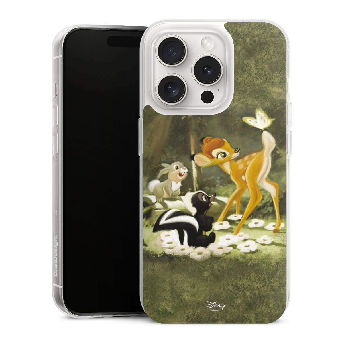 iPhone 15 Pro Handy Silikon Hülle Case transparent Handyhülle Disney Official Licensed Product Bambi Silikon Case