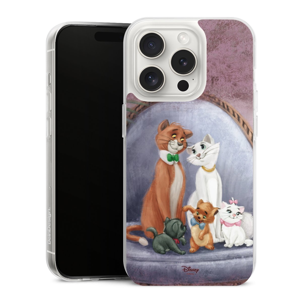 iPhone 15 Pro Handy Silikon Hülle Case transparent Handyhülle Official Licensed Product Disney Aristocats Silikon Case