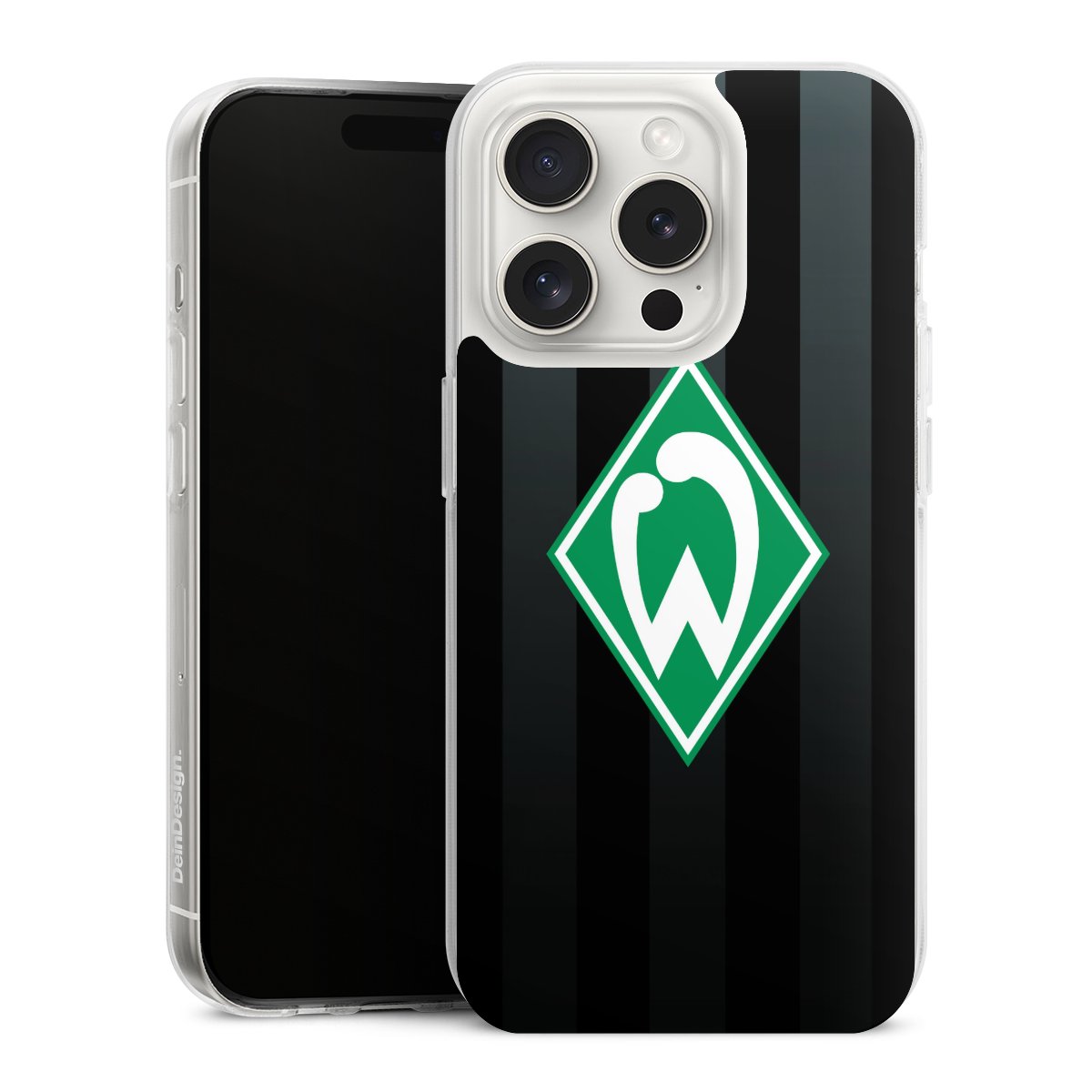 iPhone 15 Pro Handy Silikon Hülle Case transparent Handyhülle Stripes Sv Werder Bremen Official Licensed Product Silikon Case