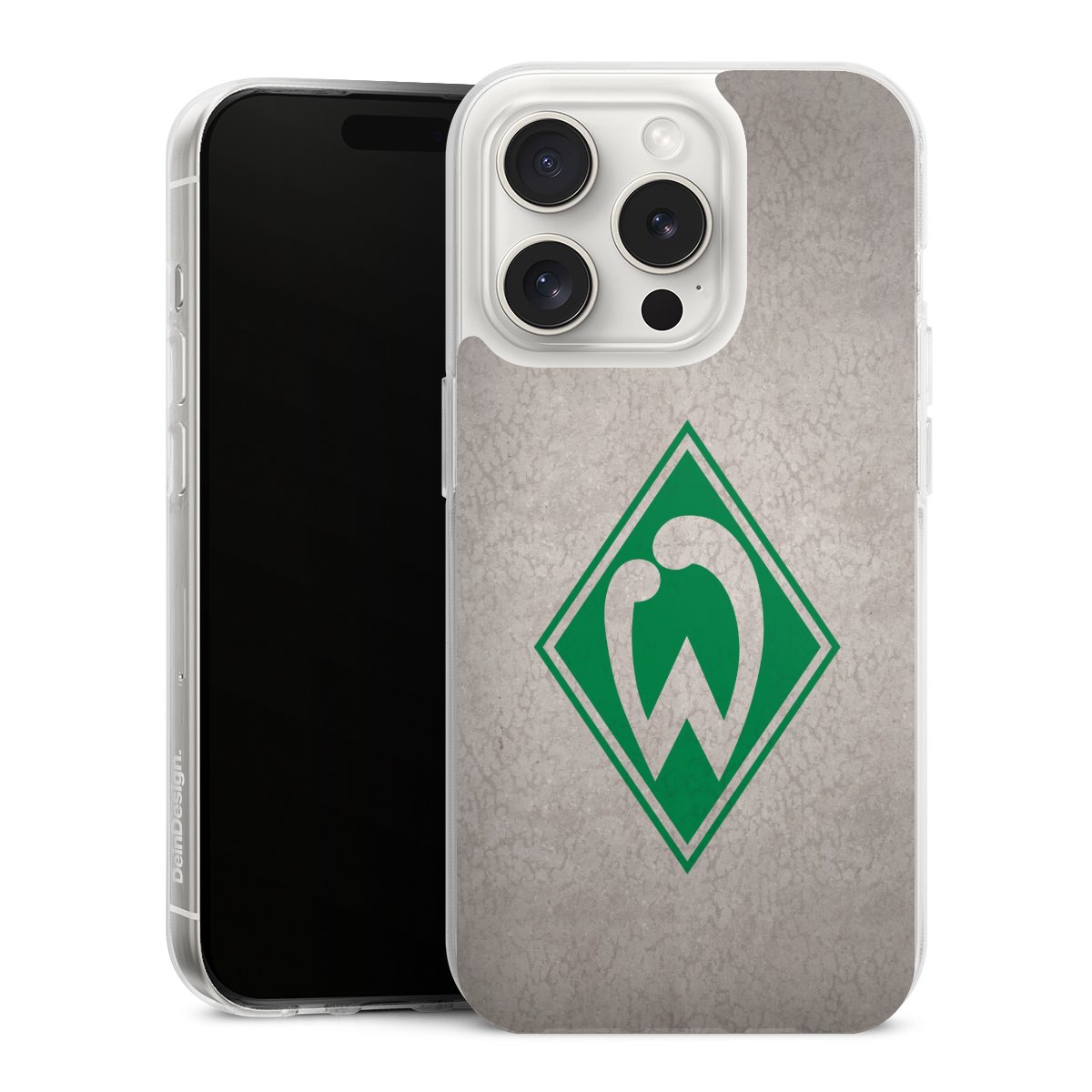 iPhone 15 Pro Handy Silikon Hülle Case transparent Handyhülle Sv Werder Bremen Concrete Official Licensed Product Silikon Case