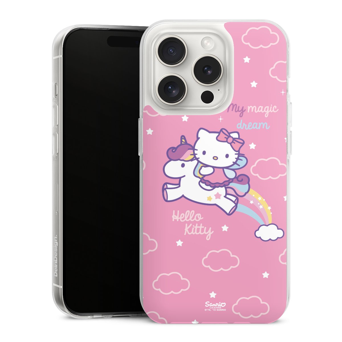 iPhone 15 Pro Handy Silikon Hülle Case transparent Handyhülle Einhorn Official Licensed Product Hello Kitty Silikon Case