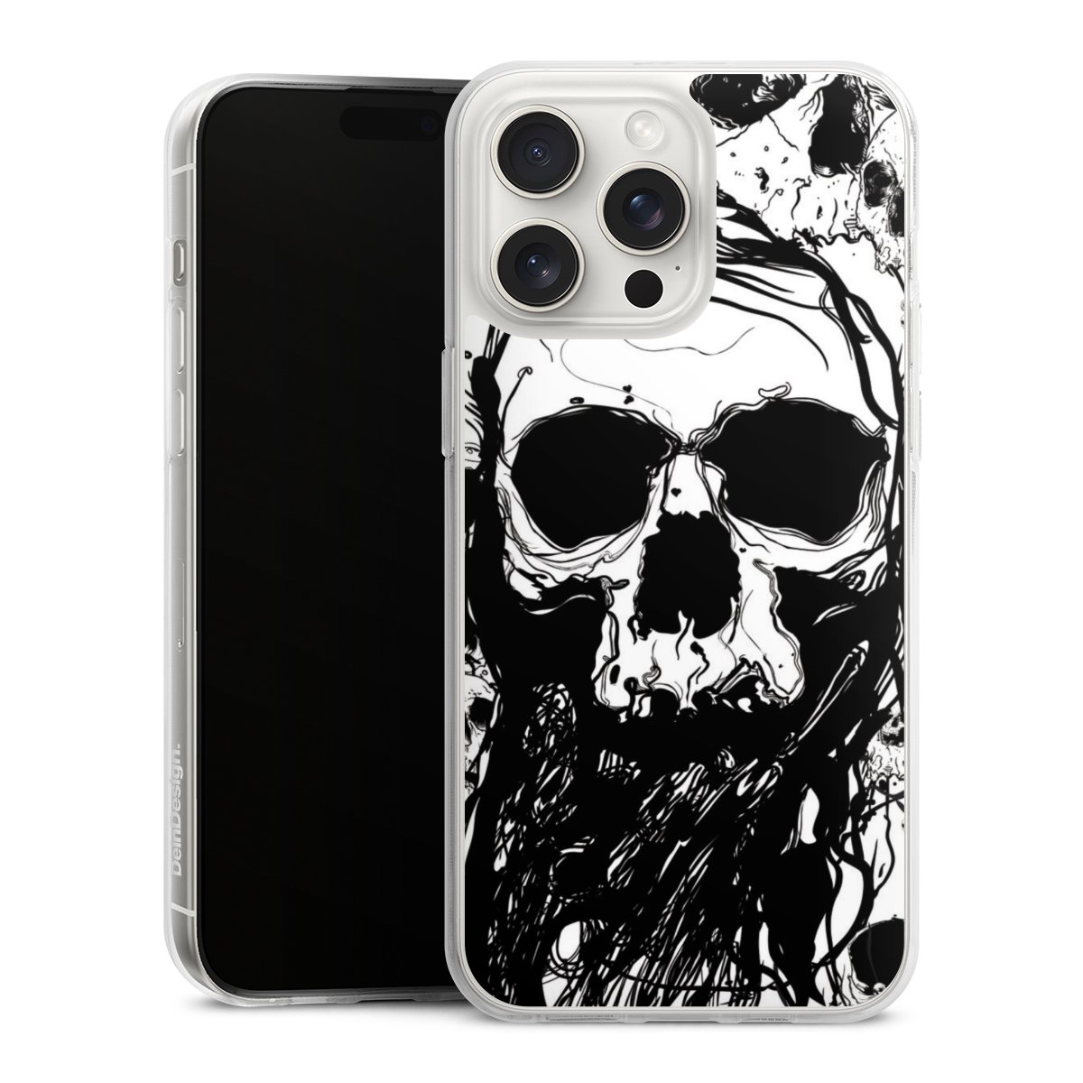 iPhone 15 Pro Max Handy Silikon Hülle Case transparent Handyhülle Totenkopf Halloween Silikon Case