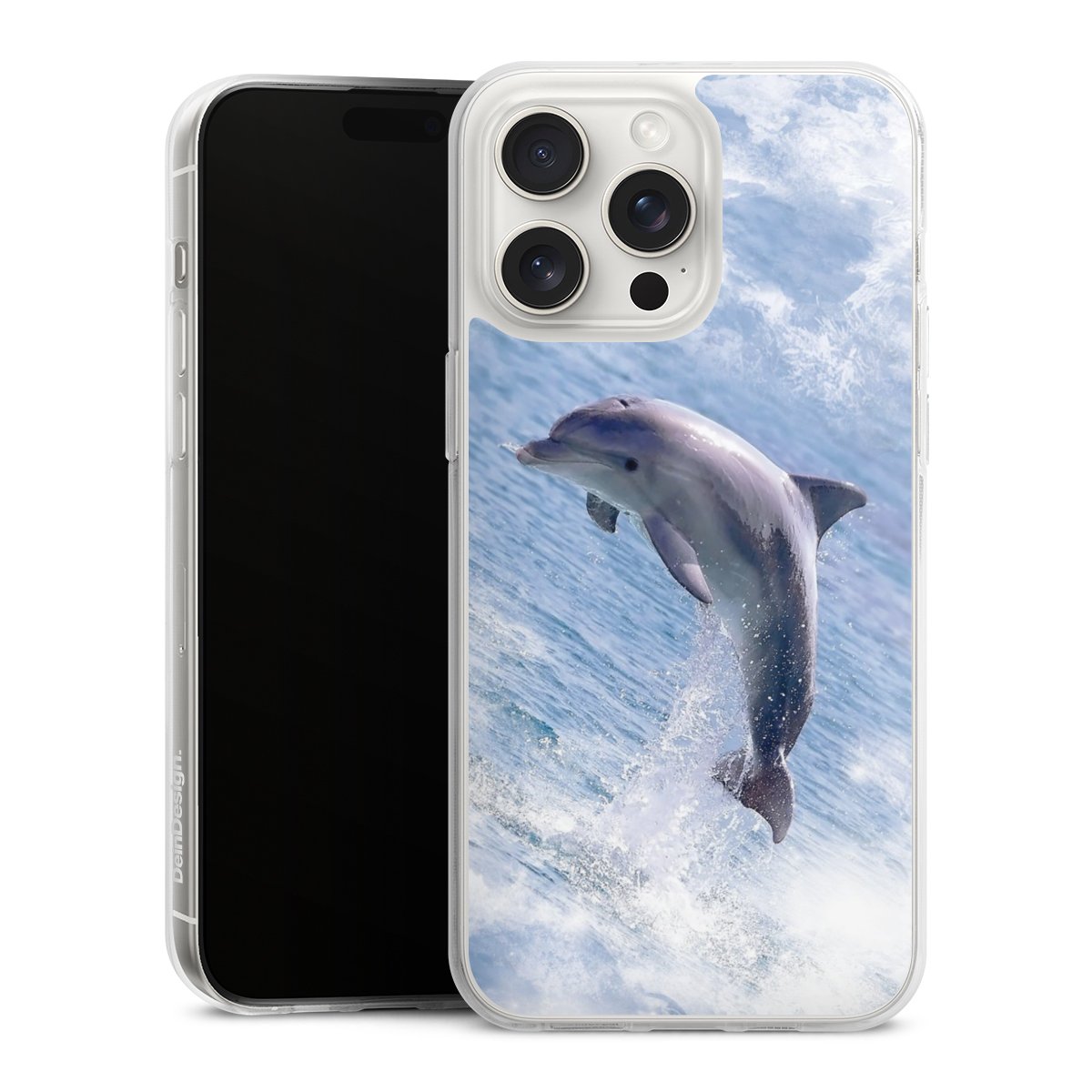 iPhone 15 Pro Max Handy Silikon Hülle Case transparent Handyhülle Dolphin Ocean Wale Silikon Case