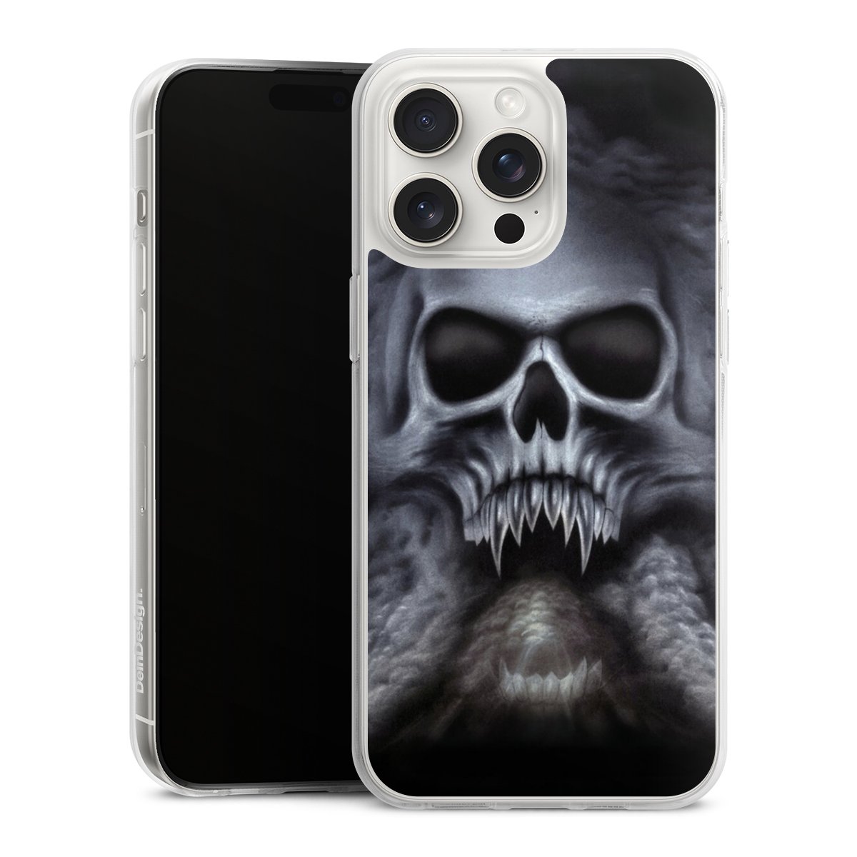 iPhone 15 Pro Max Handy Silikon Hülle Case transparent Handyhülle Totenkopf Skull Silikon Case