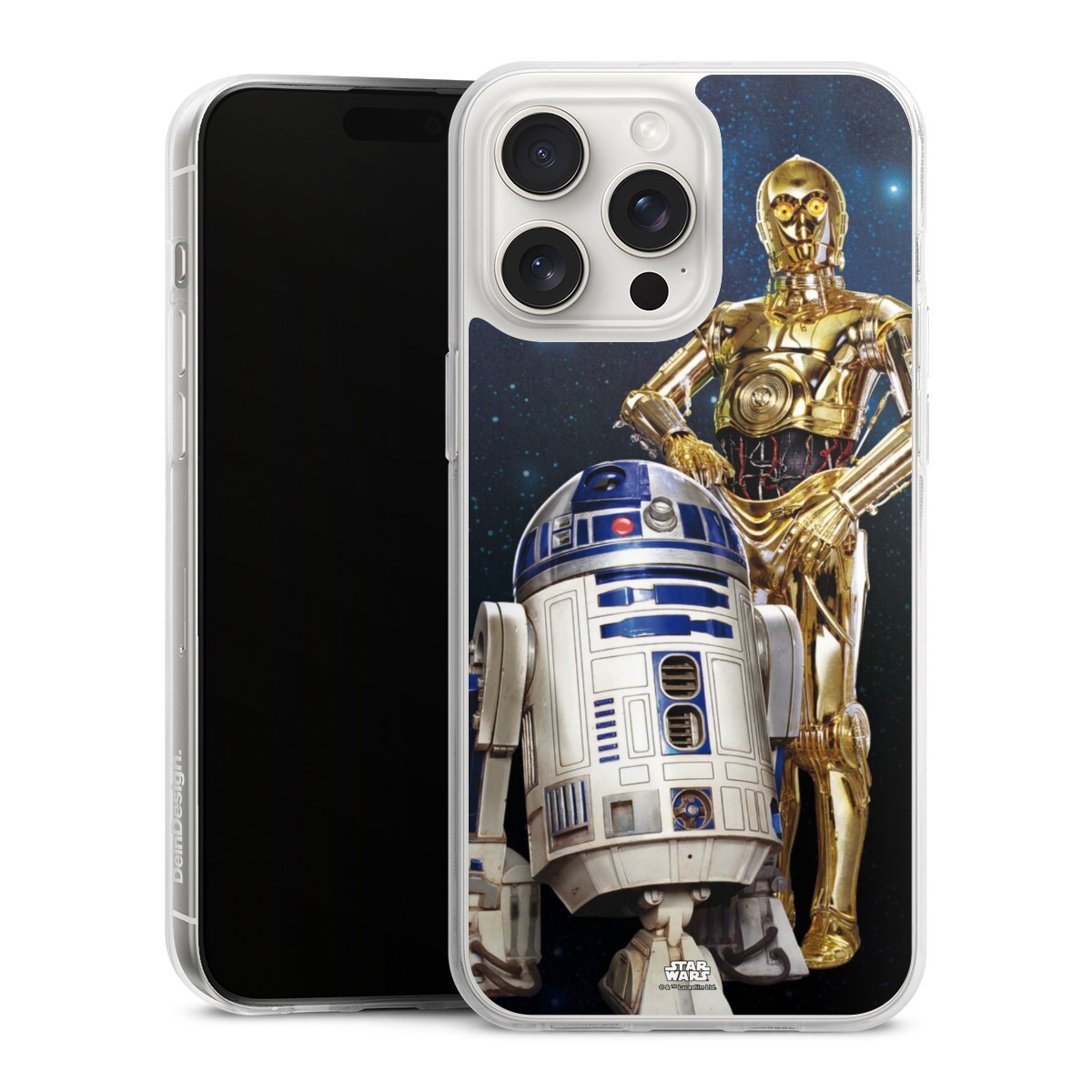 iPhone 15 Pro Max Handy Silikon Hülle Case transparent Handyhülle Weltall Star Wars R2d2 Silikon Case