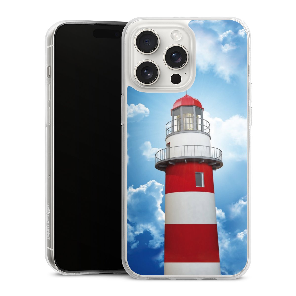 iPhone 15 Pro Max Handy Silikon Hülle Case transparent Handyhülle Lighthouse Sky Cloud Silikon Case