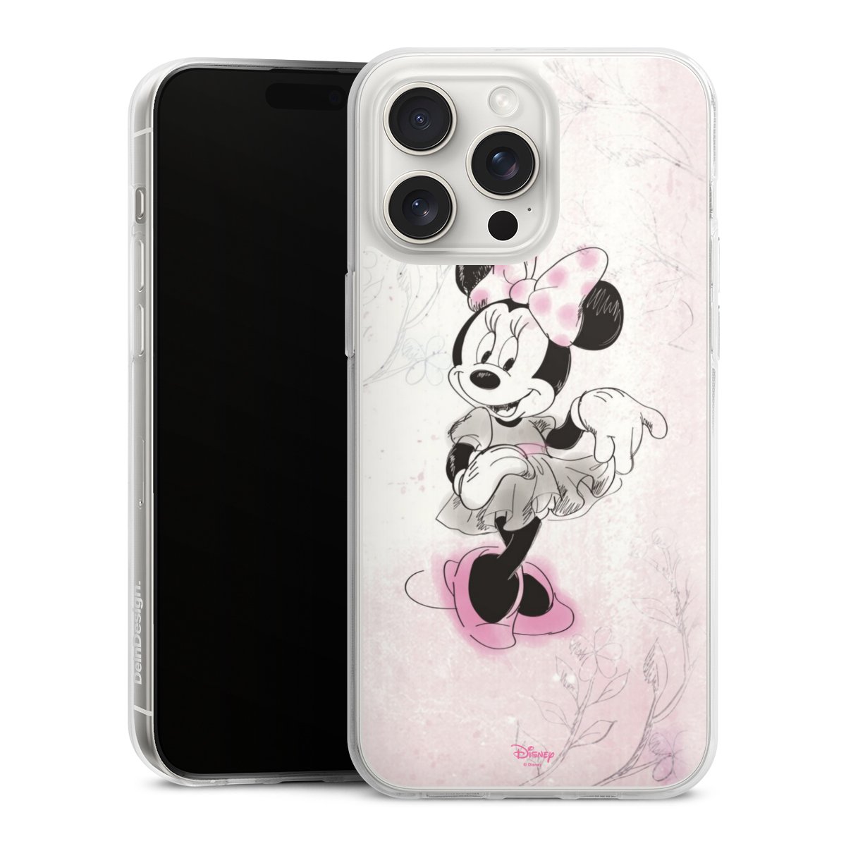 iPhone 15 Pro Max Handy Silikon Hülle Case transparent Handyhülle Disney Minnie Mouse Vintage Silikon Case