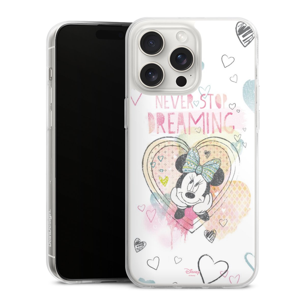 iPhone 15 Pro Max Handy Silikon Hülle Case transparent Handyhülle Disney Official Licensed Product Minnie Mouse Silikon Case