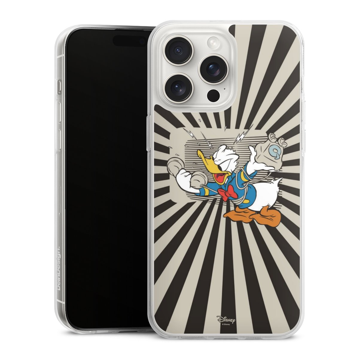 iPhone 15 Pro Max Handy Silikon Hülle Case transparent Handyhülle Donald Duck Disney Official Licensed Product Silikon Case